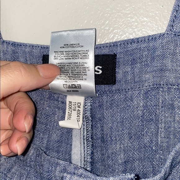 Express Casual Blue Linen/Cotton Adjustable Overall Jumpsuit - Picture 3 of 6